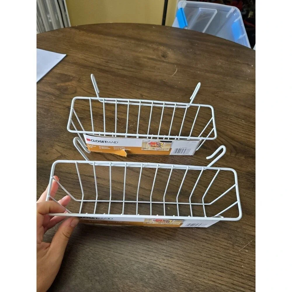 ClosetMaid Pocket Pal Wire Shelf Basket 3937 LOT OF 2 White Hook On Organizer B3 - Picture 10 of 16
